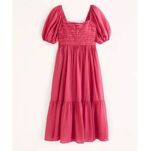 NWT Abercrombie & Fitch Emerson Poplin Puff Sleeve Midi Dress